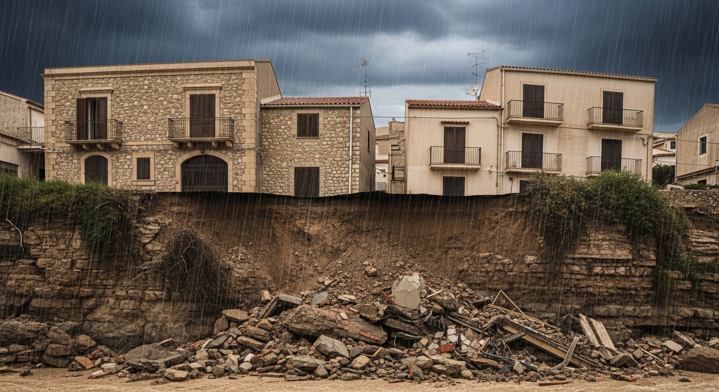 Sicilya'da Heyelan: Evler Uçurumdan Düştü